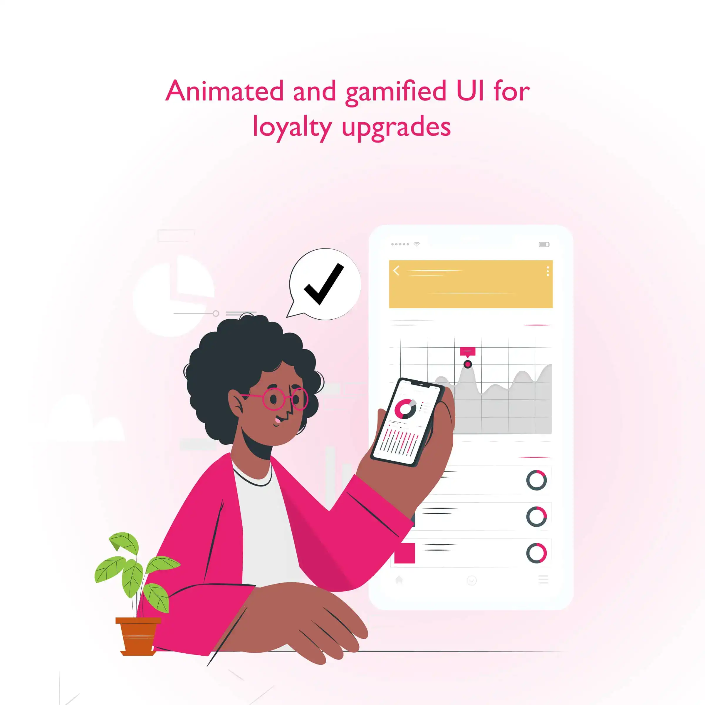 Loyalty management software with animated dashboard